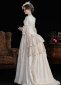 Vintage Women Champagne Jacquard 1890s 1900s Edwardian Dress