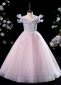 Little Girls Off Shoulder Flower Ball Gown Sequin Party Dress