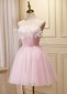 Spaghetti Straps Feather Pink Mini Homecoming Dresses