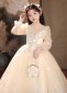 Children White Long Sleeve Sequin Wedding Engagement Formal Dress