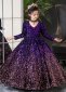 Girls Gradient Sequin V neck Long Sleeved Performance Party Dress 1