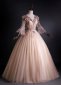 Custom made Tulle Embroidery Light Pink Long Sleeve Formal Dress 1