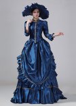 Blue Victorian Bustle Dresses Edwardian Masquerade Ball Dresses