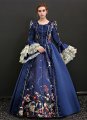 Elegant Blue And Red Printed Marie Antoinette Dress Medieval Renaissance Masquerade Christmas Party Dress Reenactment Costumes
