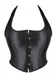 Black Sexy Shoulder Strap Corsets Top Halterneck Satin Bustier