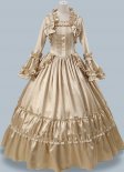 Women Champagne Victorian Southern Belle Fairytale Dress Civil War Costume Theater Clothing