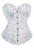 White Floral Printed Cotton Bustier Corset