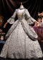 Renaissance Gray Floral Victorian Regency Rococo Mantua Dress 2
