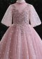 Little Girls Mock Neck Polka Dots Tulle Wedding Engagement Dresses 3