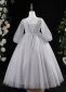 Gray Girls Princess Sequin Wedding Party Dress 3