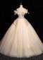 Champagne Tulle Petal Off the Shoulder Formal Dress 6