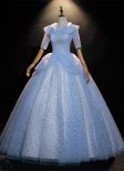 Cinderella Blue Sparkling Star Ball Dress Theatre Stage Princess Dresses