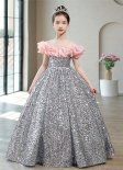 Little Girls' Sequin Flower Ball Gown Party Dress Tulle Prom