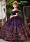 Girls Off Shoulder Neck Glitter Princess Party Ball Gown
