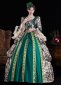 Women Green Brocade Zebra Print Multi Layered Long Sleeve Carnival Inspired Ball Dress 2