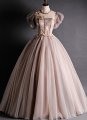 Appliques Lace Beading Floor-Length Backless Corset Party Dresses