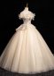 Champagne Tulle Petal Off the Shoulder Formal Dress 2