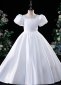 White Girls Satin Wedding Formal Ball Gown