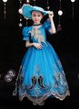 Girls Blue Tulle Evening Flower Dress Kids Wedding Formal Party Ball Gown