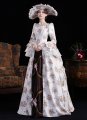 Pink Flower Printed Edwardian Holiday Festive Gown 1890s 1900s 2PC Downton Abbey Dress Historical Costume