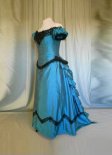 New Vintage 18th Century Blue Off The Shoulder Victorian Bustle Ball Gown Dress