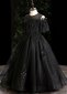 Children Black Applique Feather Tulle Funeral Halloween Party Dress 2