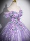 Purple Off Shoulder Neck Party Formal Dress 3