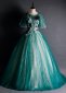 Dark Green Sequined Beading Butterfly Sleeve Vintage Ball Gown
