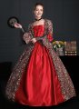 2024 Renaissance Wine Red Floral Georgian Victorian Dress Women Fantasy Queen Masquerade Ball Gown Theatrical Costume