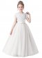 Girls Sequin Mesh Princess Party Formal Dress White