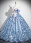 Floor Length Blue Applique Women Evening Dress 3