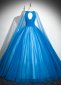 Gorgeous Blue Tulle Cloak Sequin O Neck Prom Dress 3