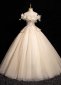 Custom-made Champagne Tulle Petal Off the Shoulder Formal Dress