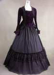 Black Long Sleeve Vintage Medieval Gothic Victorian Dress Gowns