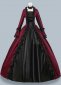 Women Burgundy Brocade Victorian Dress Masquerades Holiday Costume