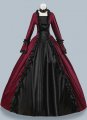 Women Burgundy Brocade Victorian Dress Masquerades Holiday Costume