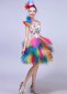 Girls Stage Party Colorful Tutu Dress Off Shoulder Samba Short Dresses 2