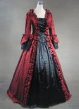 Plus Size Wine Red and Black Marie Antoinette Masked Ball Gothic Victorian Dresses
