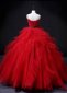 Red Spaghetti Straps Tulle Sweetheart Long Prom Dress with Ruffles 2