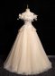 Champagne Tulle Petal Off the Shoulder Formal Dress