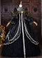 Black Brocade Hollow out Lace O Neck Long Sleeves Floor Length Masquerade Ball Dress 2