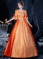 Orange Baroque Rococo Marie Antoinette Dress Vintage Renaissance Reenactment Clothing
