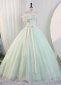 One Shoulder Light Green Prom Dress with Ruffles Neck 1