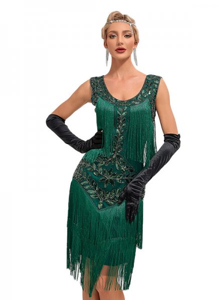 Women Sexy Deep U-Neck Backless Patchwork Bodycon Dress Fringe Tassel Club Party Prom Dress