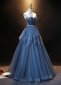 Dark Blue Off The Shoulder Sleeveless Prom Formal Dresses
