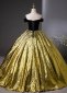 Gold Off Shoulder Leaf Decoration Party Dress 3