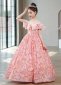 Little Girls Pink Sequin Off Shoulder Party Formal Dress 3