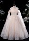 Children Flutter Sleeve Sequin Tulle Dress Banquet Beauty Contest Dresses