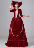 Custom-made Christmas Burgundy Victorian Bustle Reenactment Costumes