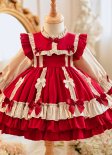 Christmas Children Princess Red Lolita Party Mini Dress